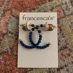 Blue beaded hoops